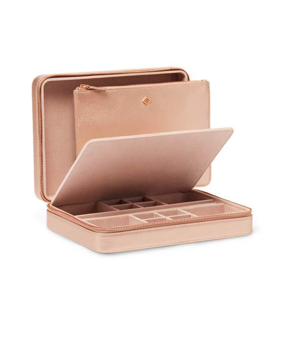 Large Travel Jewelry Case in Rose Gold