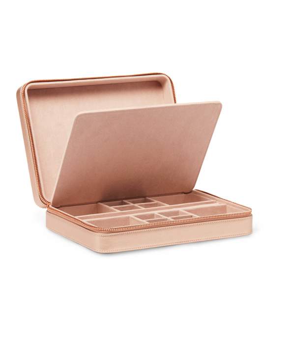 Large Travel Jewelry Case in Rose Gold