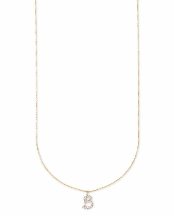 0.12 ct Diamond Letter B Pendant Necklace in 14k Yellow Gold