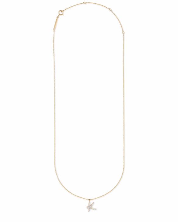 Diamond Letter K Pendant Necklace in 14k Yellow Gold