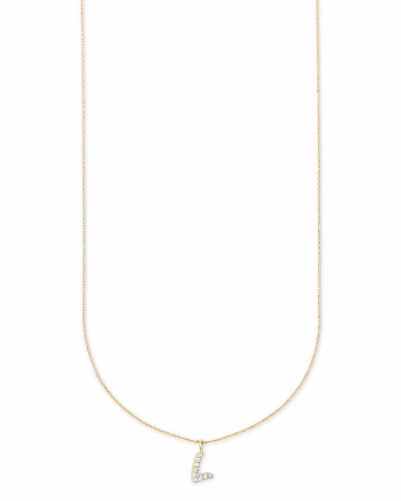 Diamond Letter L Pendant Necklace in 14k Yellow Gold