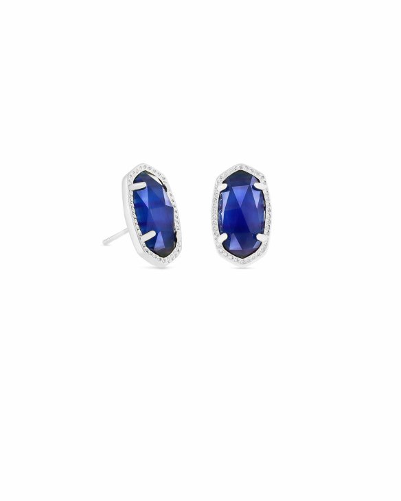 Ellie Silver Stud Earrings in Cobalt Cats Eye