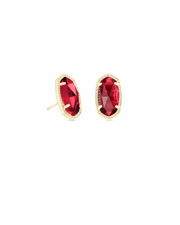 Ellie Gold Stud Earrings in Berry