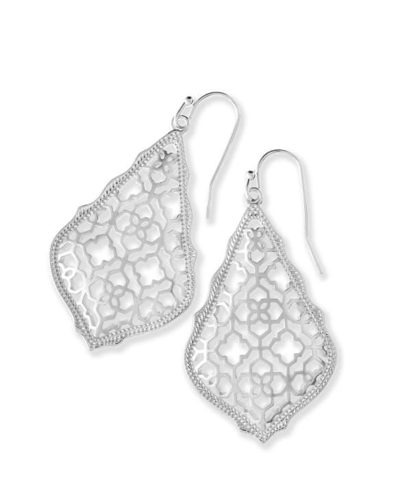 Addie Silver Drop Earrings in Silver Filigree Mix