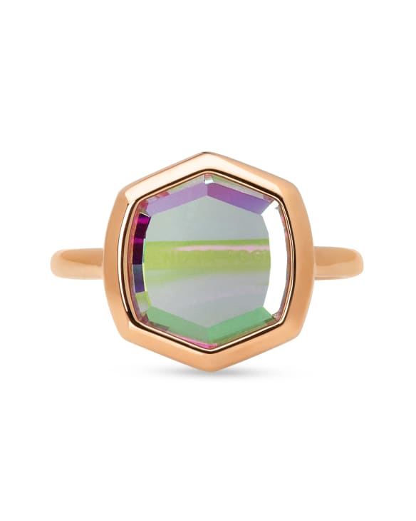 Davis 18k Rose Gold Vermeil Cocktail Ring in Dichroic Glass
