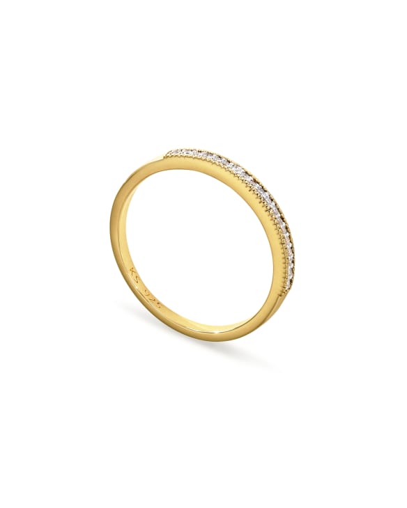 Ensley 18k Gold Vermeil Band Ring in White Diamond 