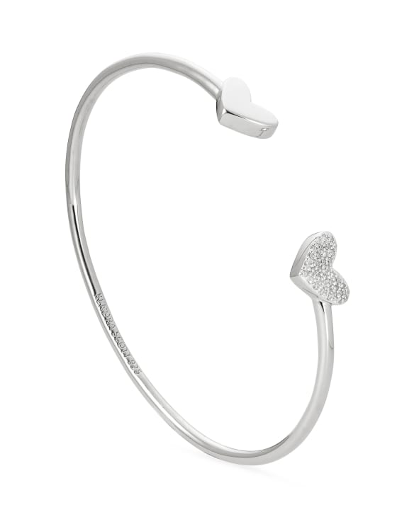 Ari Heart Sterling Silver Cuff Bracelet in White Diamond