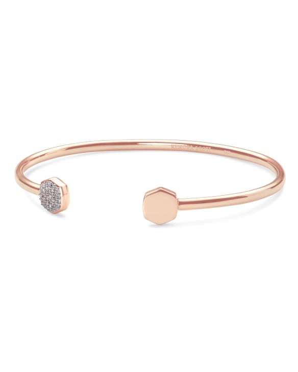 Davis 18k Rose Gold Vermeil Cuff Bracelet in White Diamond