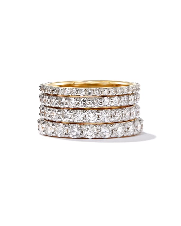 Marilyn 14k Yellow Gold Full Eternity Band Ring in White Diamond, 1.5ct