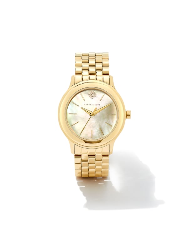 Alex Gold Tone Stainless Steel 35mm Watch in Ivory Mother-of-Pearl
