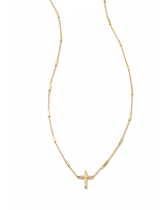 Delicate Cross Pendant Necklace in 14k Yellow Gold