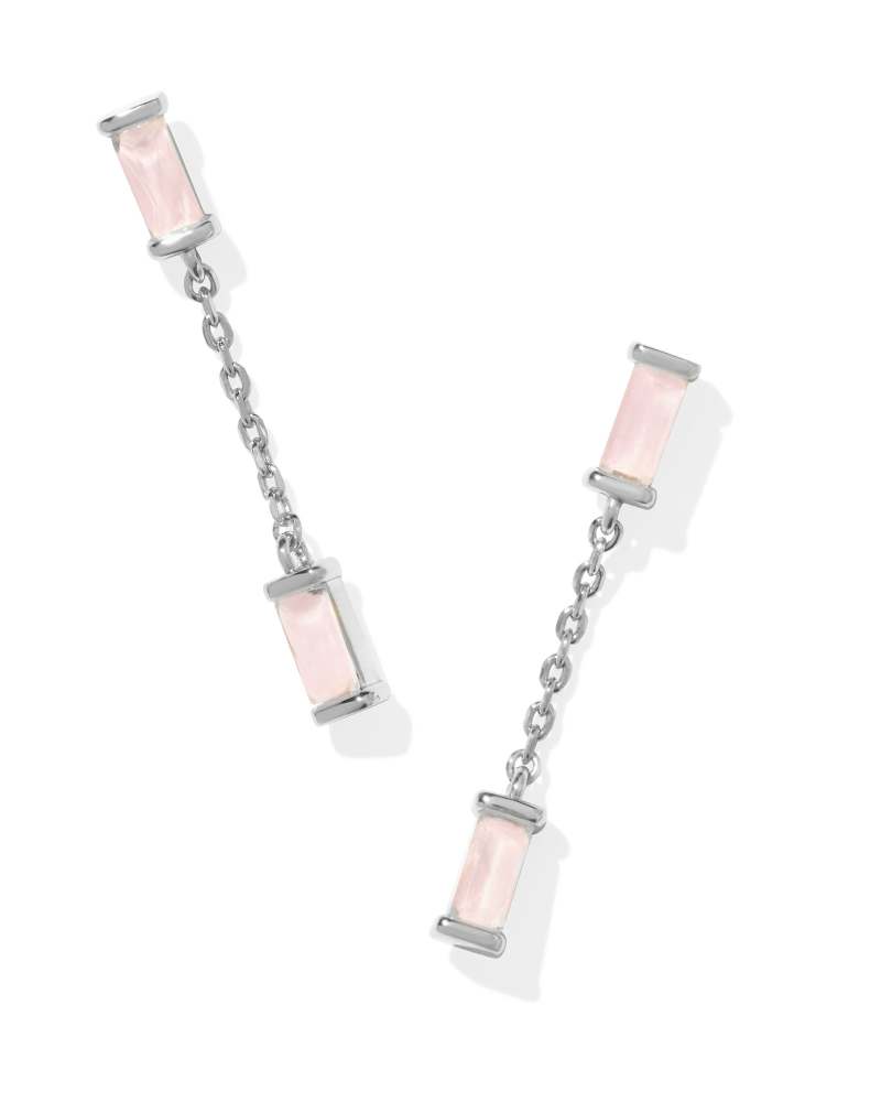 Juliette Silver Pendant Necklace in Rose Quartz