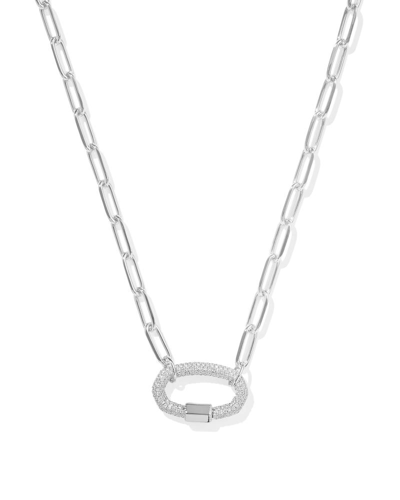 Emery Silver Band Ring in White Crystal