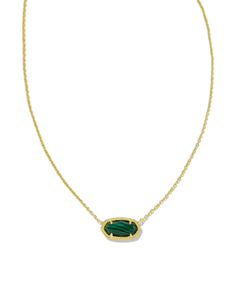 Elisa Gold Pendant Necklace in Green Malachite