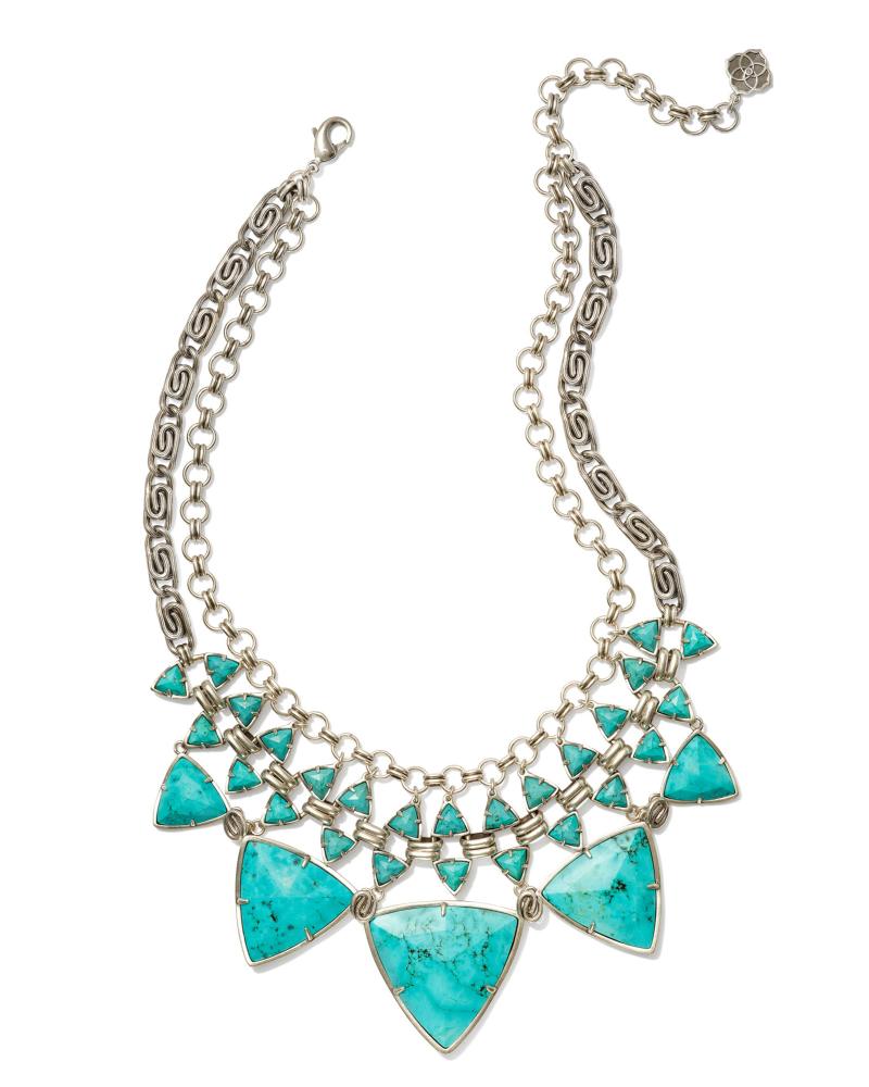 Emily Vintage Silver Statement Necklace in Variegated Turquoise Magnesite