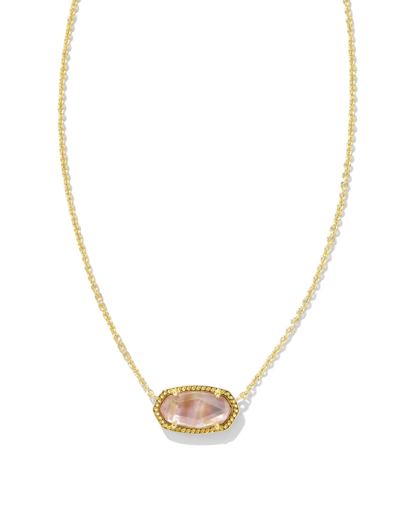 Elisa Gold Pendant Necklace in Light Pink Iridescent Abalone