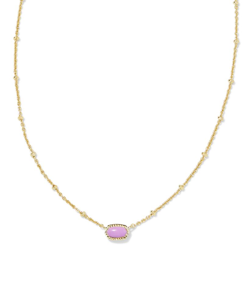 Mini Elisa Gold Satellite Short Pendant Necklace in Fuchsia Magnesite