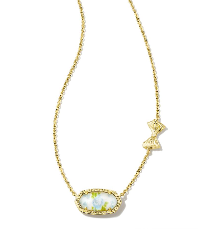 Kendra Scott x LoveShackFancy Gold Elisa Necklace in Blue Romance Blooming Heirloom Illusion