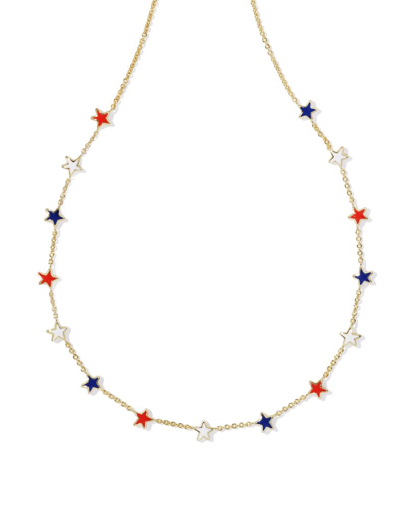 Sierra Gold Star Strand Necklace in Red White Blue Mix