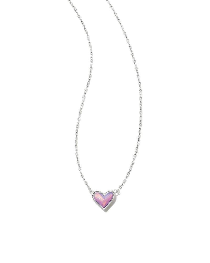 Framed Ari Heart Silver Stud Earrings in Lilac Opalescent Resin