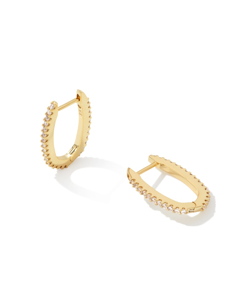 Murphy Gold Hoop Earrings in White Crystal | Kendra Scott