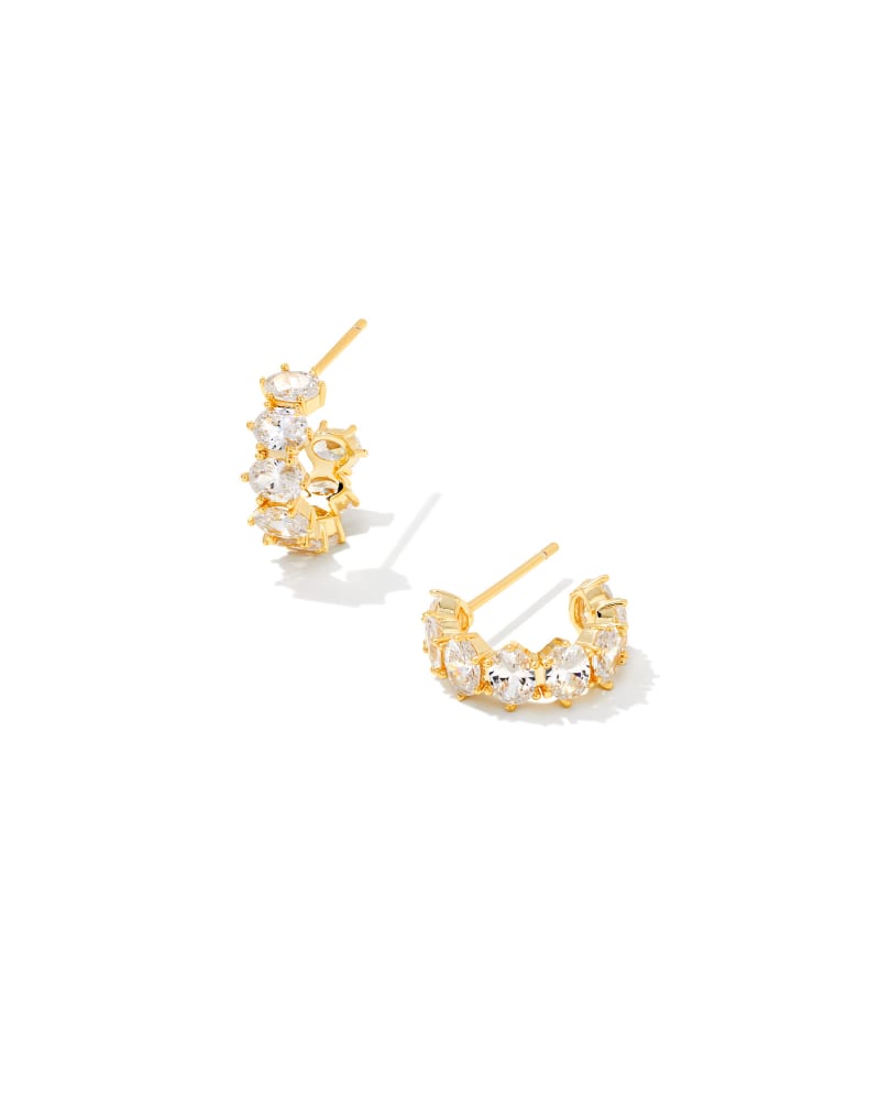 Cailin Gold Crystal Stud Earrings in White Crystal | Kendra Scott