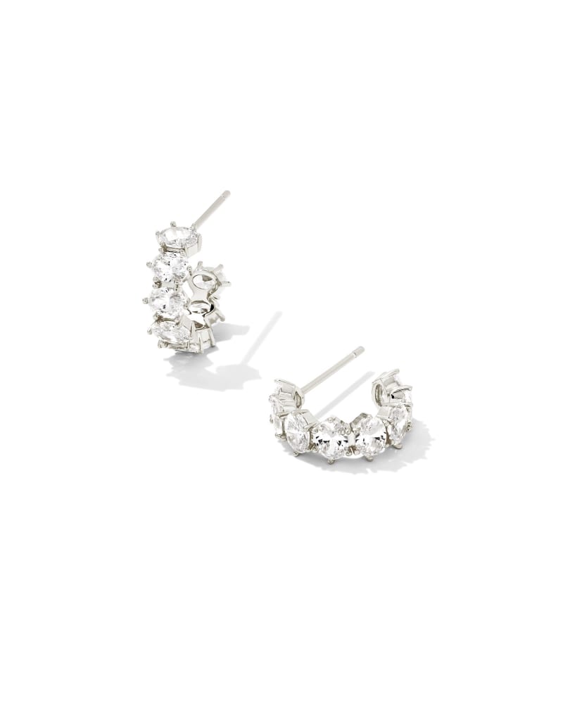 Cailin Silver Crystal Stud Earrings in White Crystal