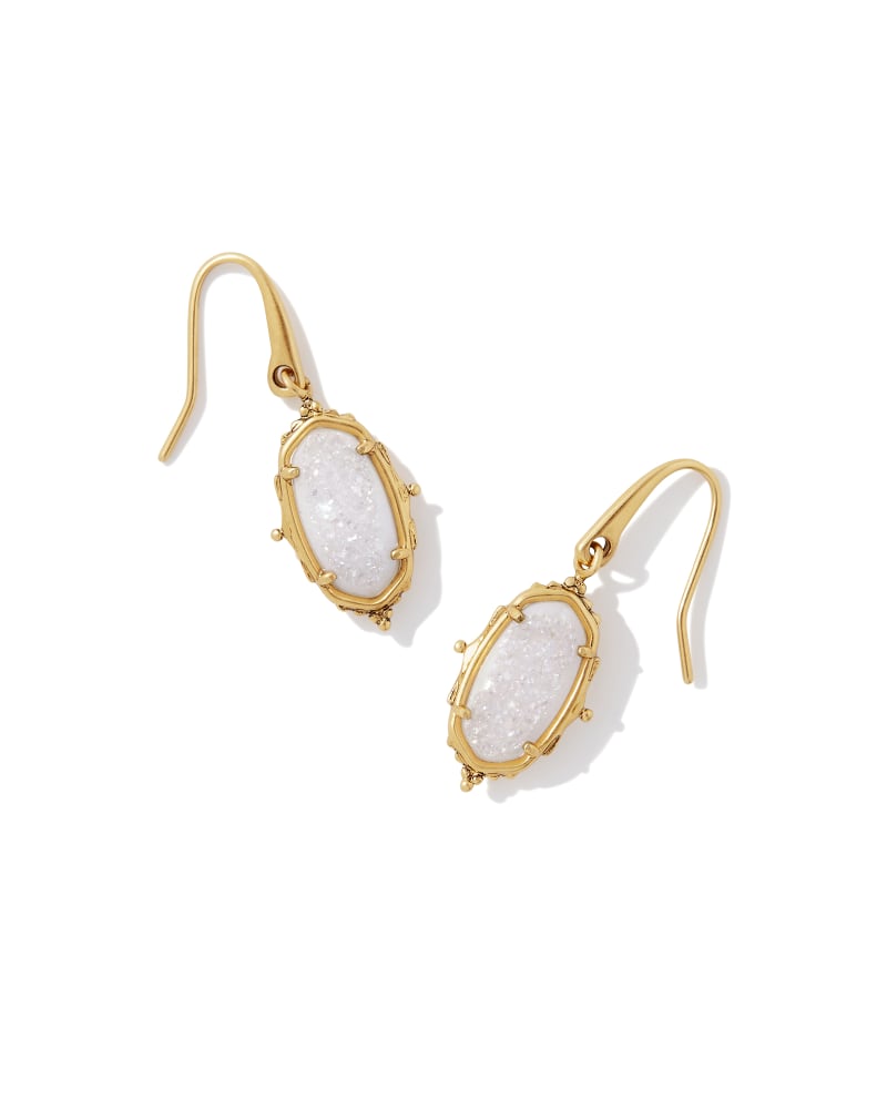 Baroque Vintage Gold Lee Drop Earrings in Iridescent Drusy