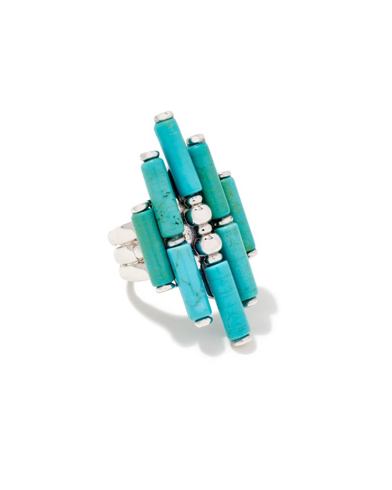 Ember Silver Cocktail Ring in Variegated Turquoise Magnesite