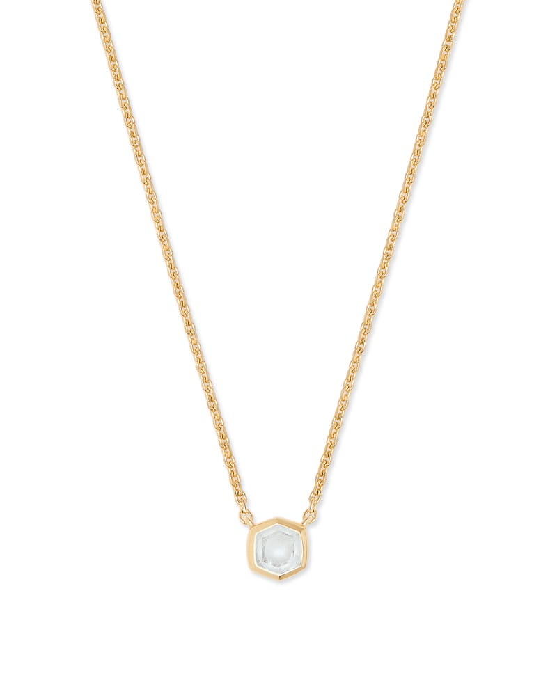 Davie 18k Gold Vermeil Pendant Necklace in Rock Crystal