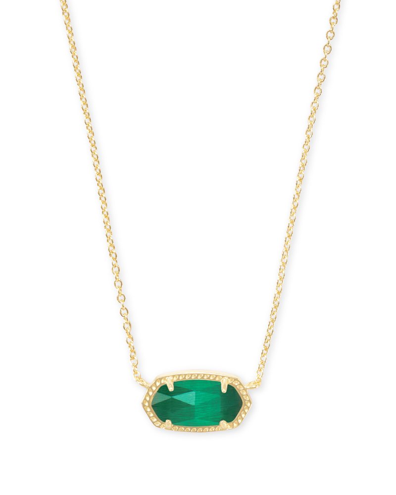 Elisa Gold Pendant Necklace in Emerald Cat’s Eye