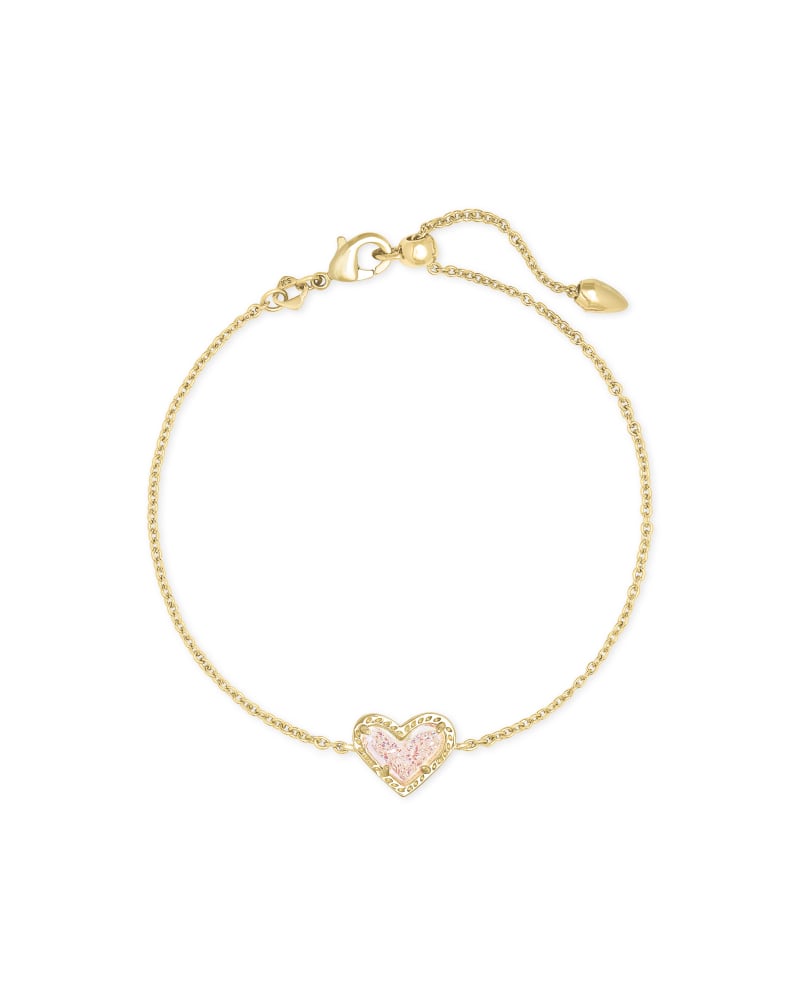 Ari Heart Gold Extended Length Pendant Necklace in Iridescent Drusy