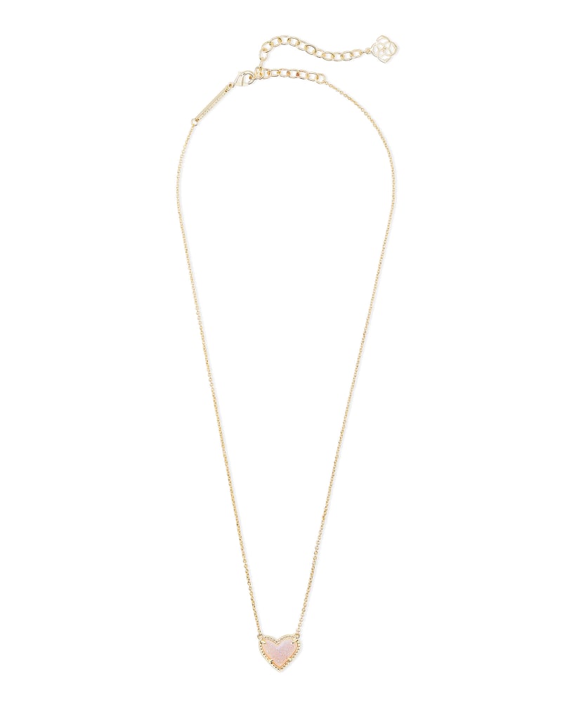 Ari Heart Gold Huggie Earrings in Iridescent Drusy Kendra Scott