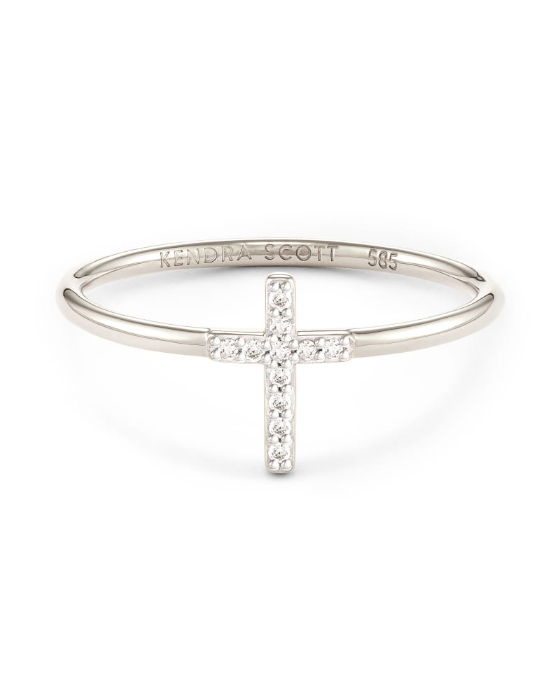 Cross 14k White Gold Pendant Necklace in White Diamonds | Kendra Scott