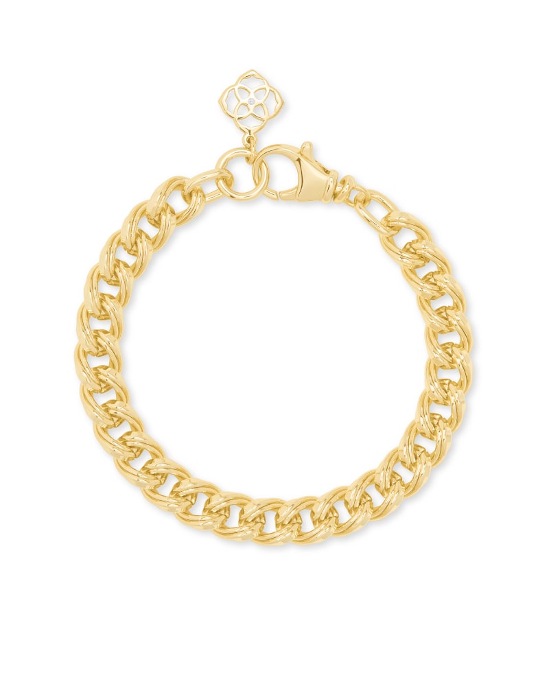 Ashton Gold Half Chain Bracelet in White Pearl