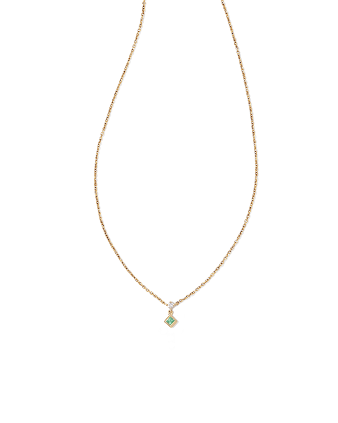 14K Yellow Gold Diamond Emerald Necklace