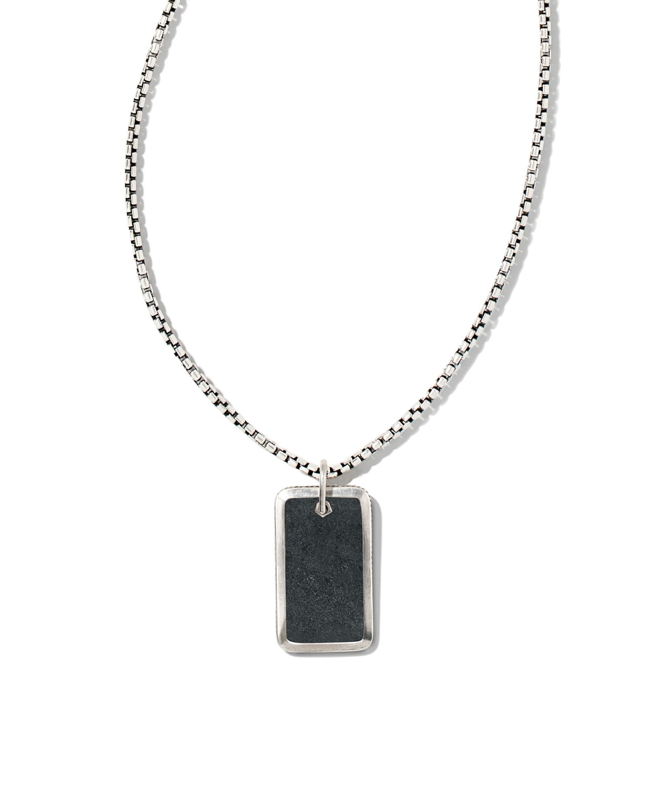 Men’s Oxidized Sterling Silver Dog Tag Necklace in Black Hematite ...