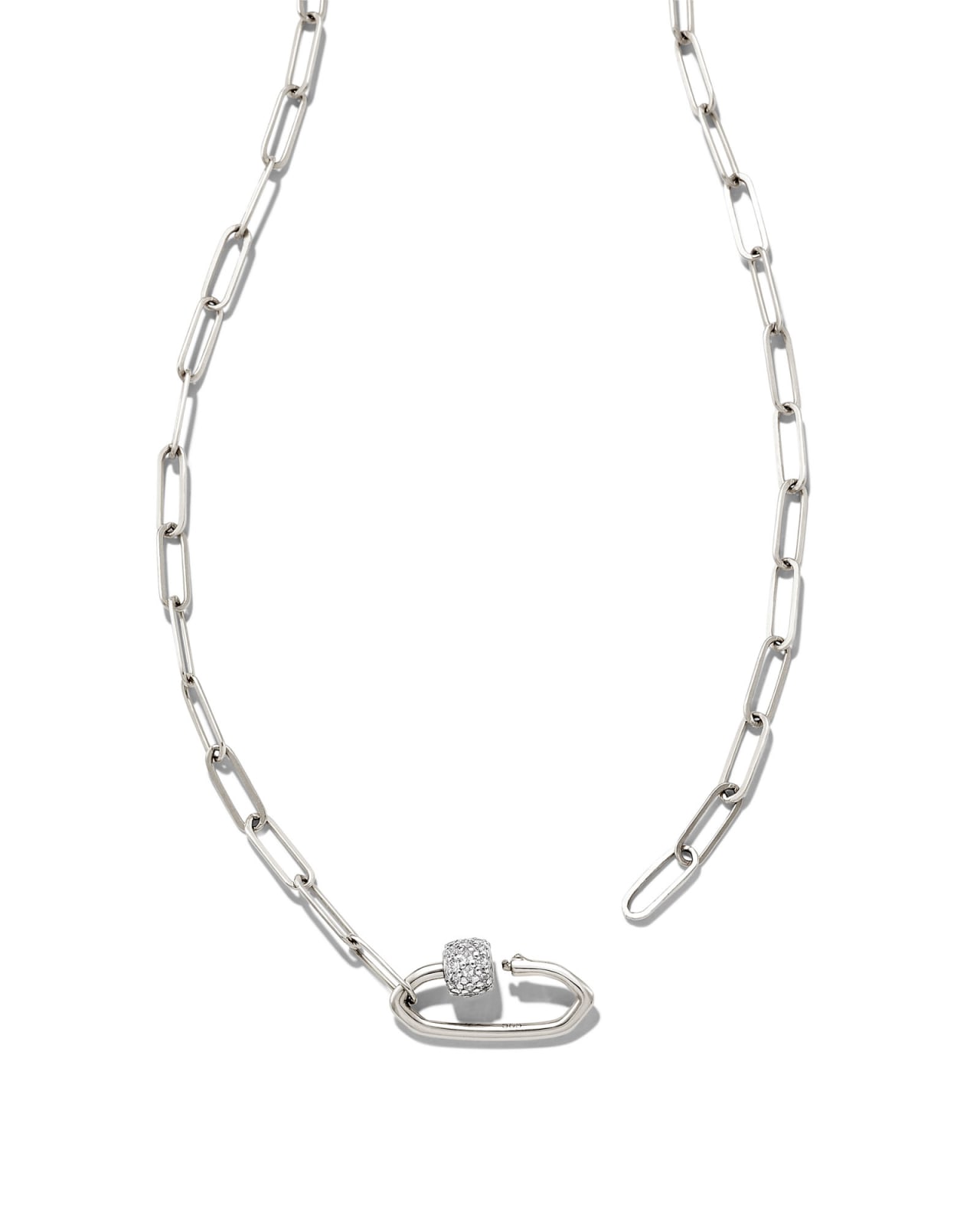 Diamond Lock Pendant Paperclip Necklace