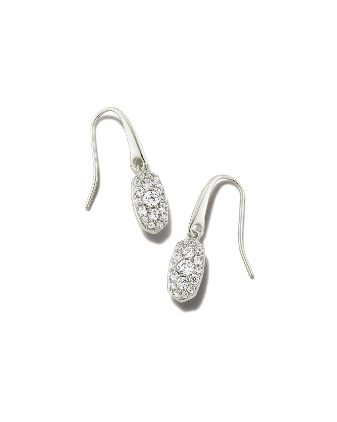 Grayson Silver Drop Earrings in White Crystal Kendra Scott
