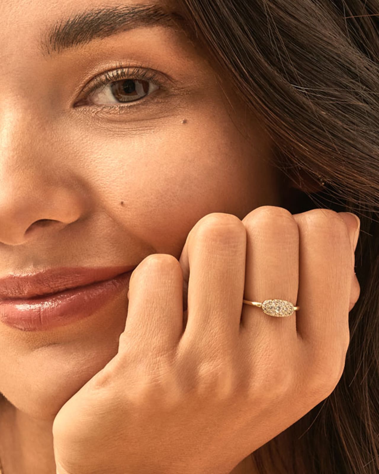Grayson Gold Band Ring in White Crystal
