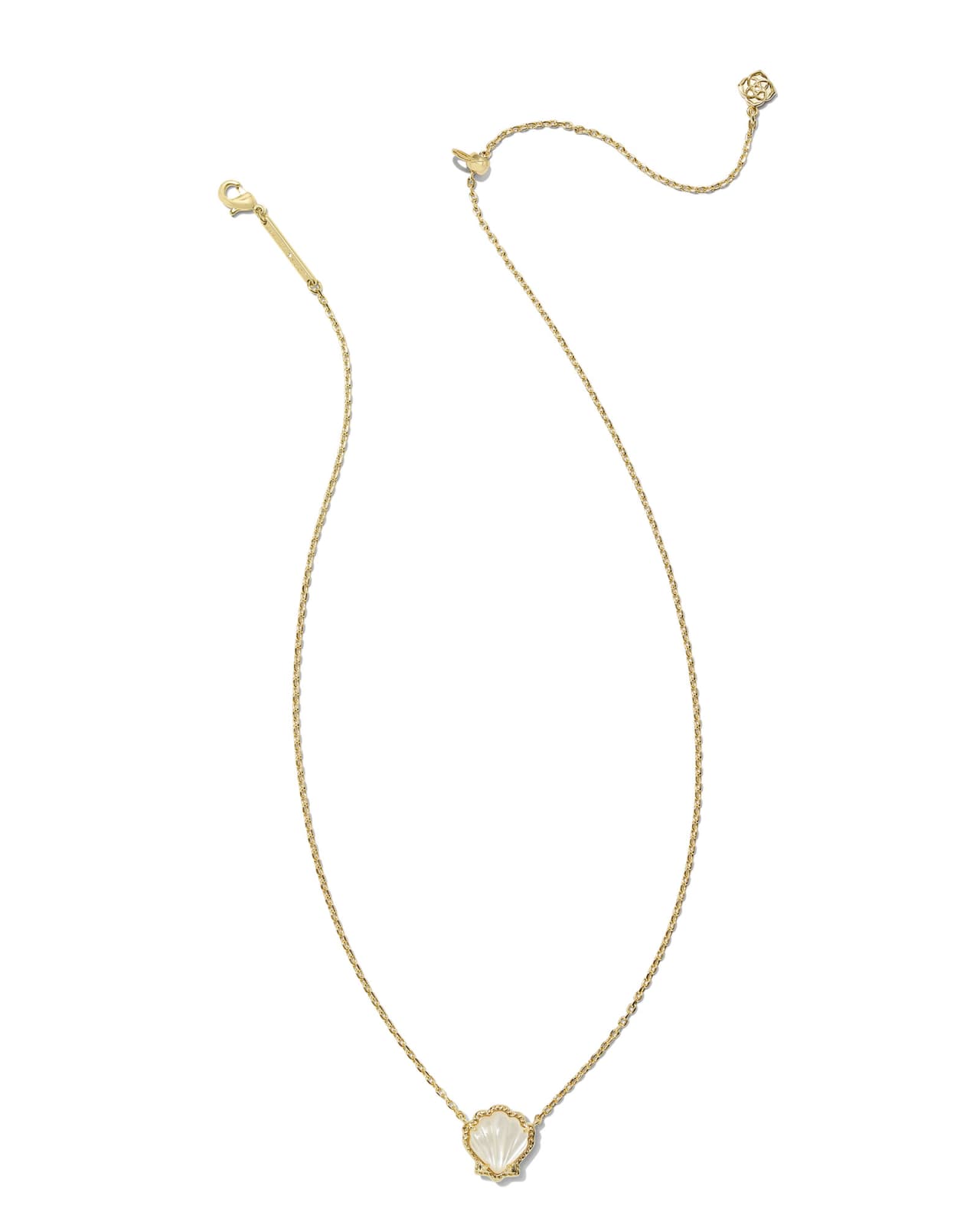 Brynne Gold Shell Short Pendant Necklace in Blush Ivory Mother-of-Pearl