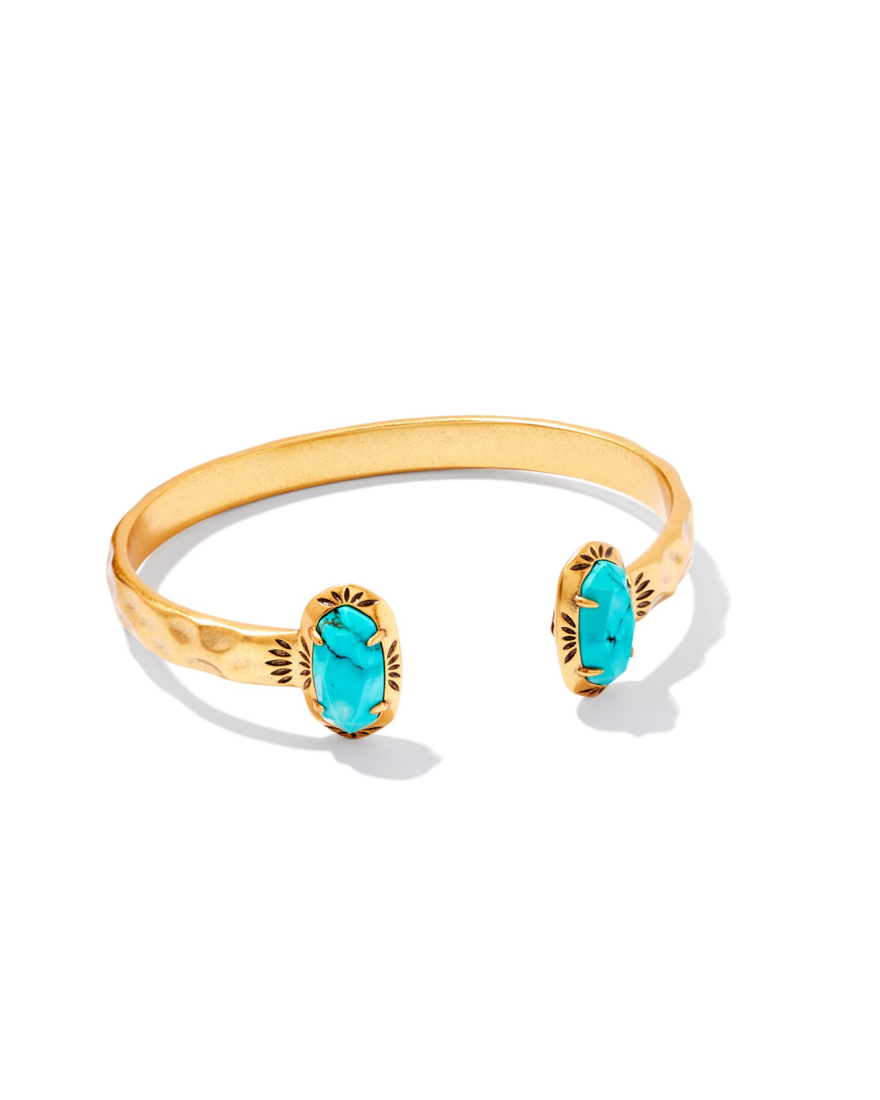 Elton Vintage Gold Etch Frame Cuff Bracelet in Variegated Turquoise Magnesite image number 0