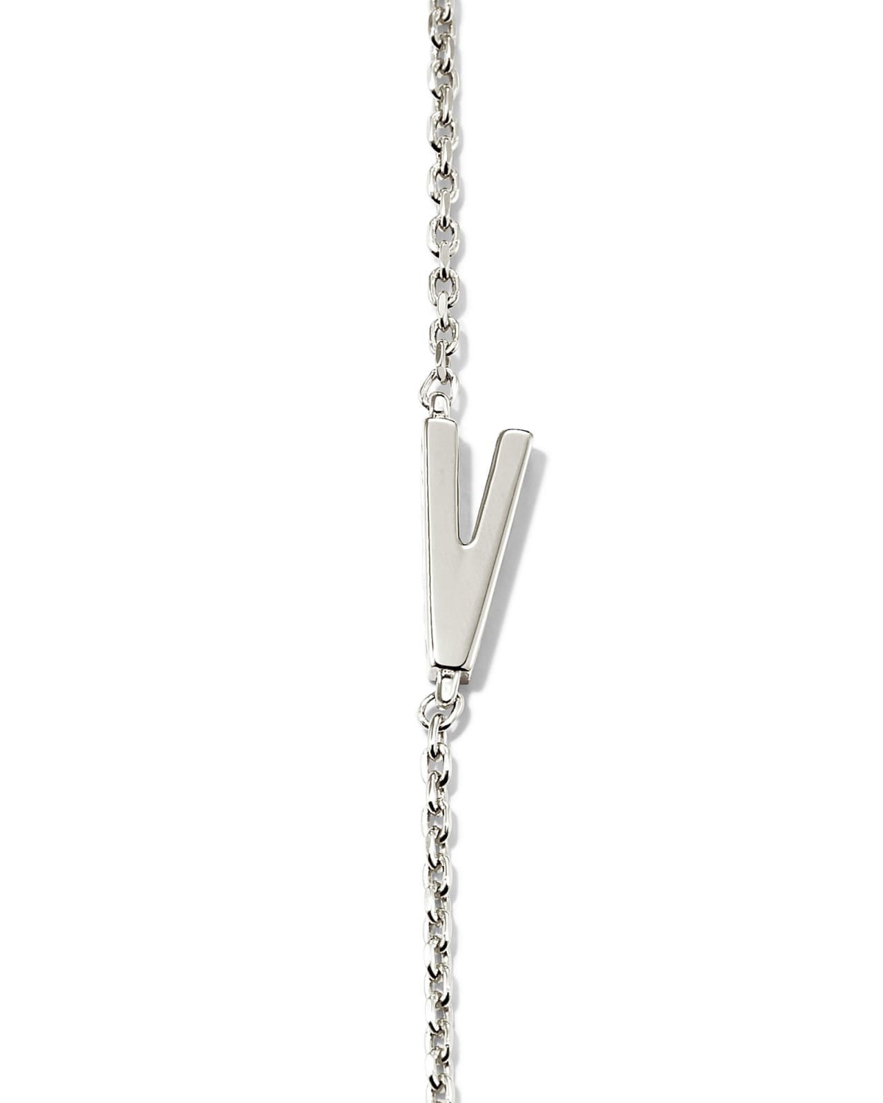 Silver Alphabet Letter 'V' Necklace