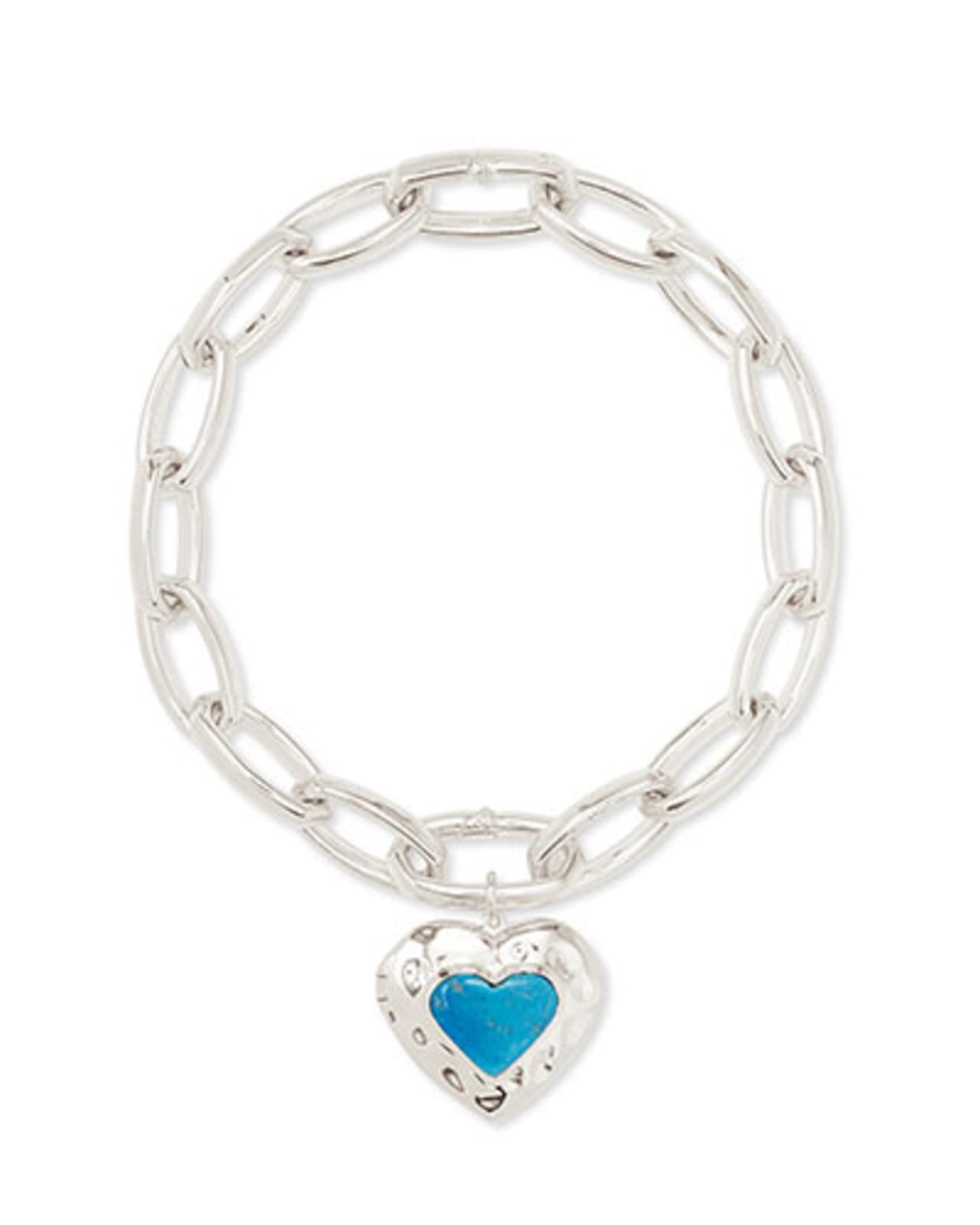 Angie Heart Sterling Silver Locket Statement Bracelet in Turquoise