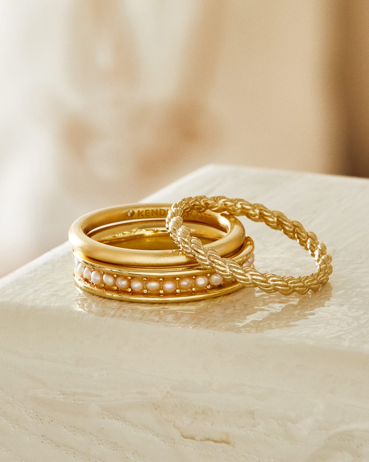 Arya Gold Ring Set in White Pearl