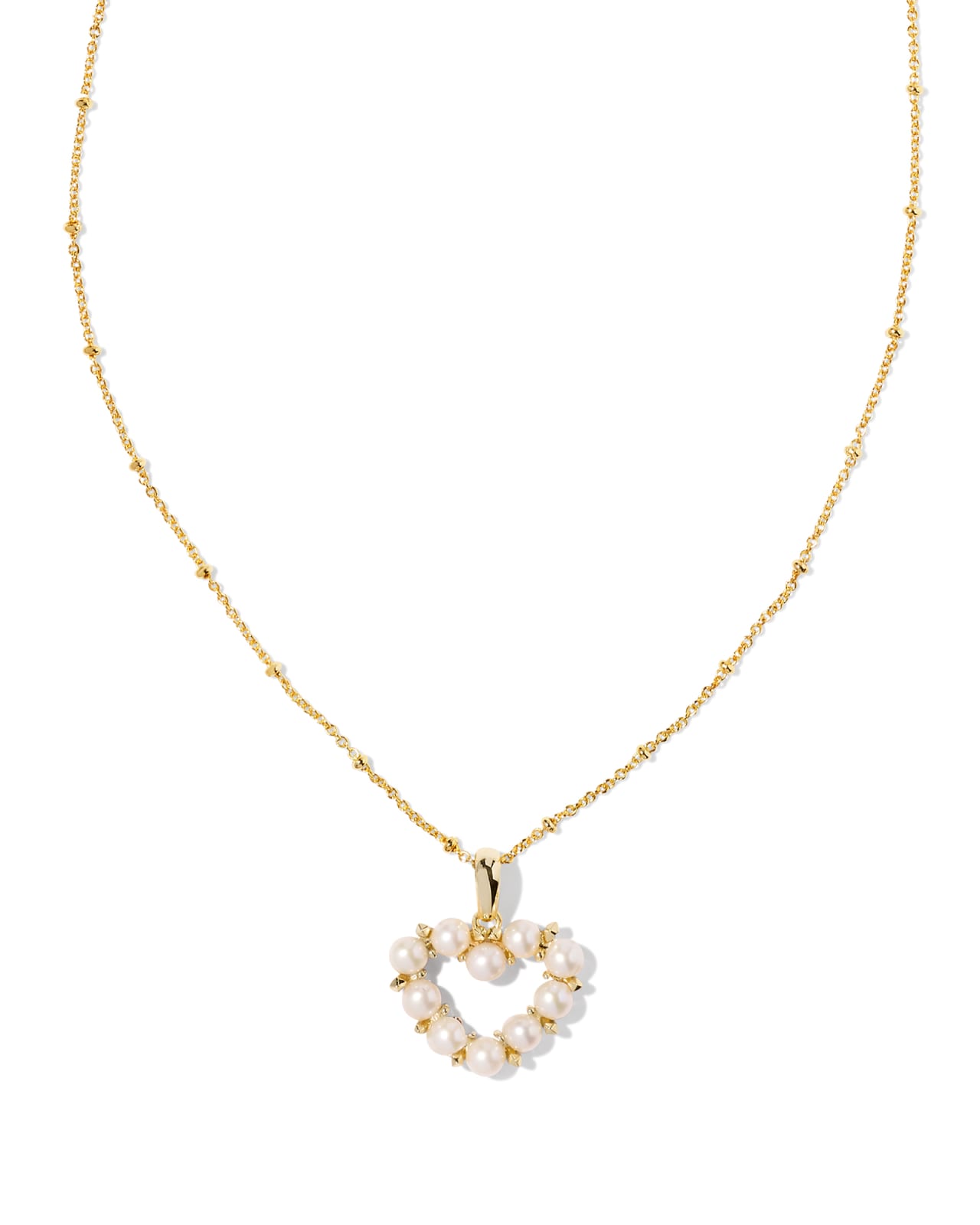 Ashton Gold Heart Short Pendant Necklace in White Pearl image number 0