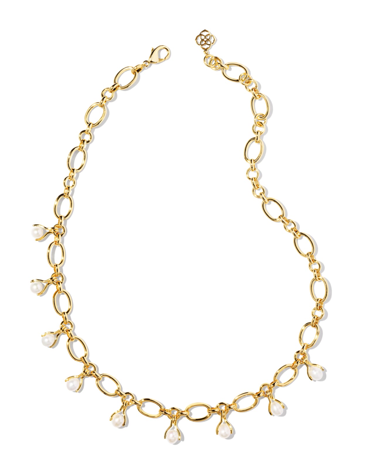 Ashton Gold Pearl Chain Necklace in White Pearl image number 0