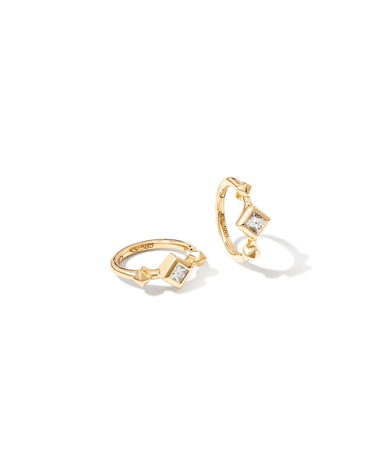 Michelle 14k Yellow Gold Huggie Earrings in White Diamond image number 0