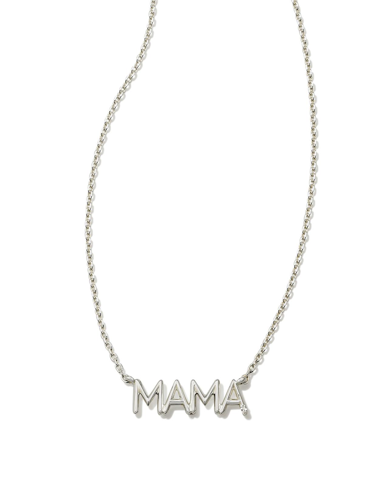 Mama Sterling Silver Sparkle Pendant Necklace in White Topaz image number 0