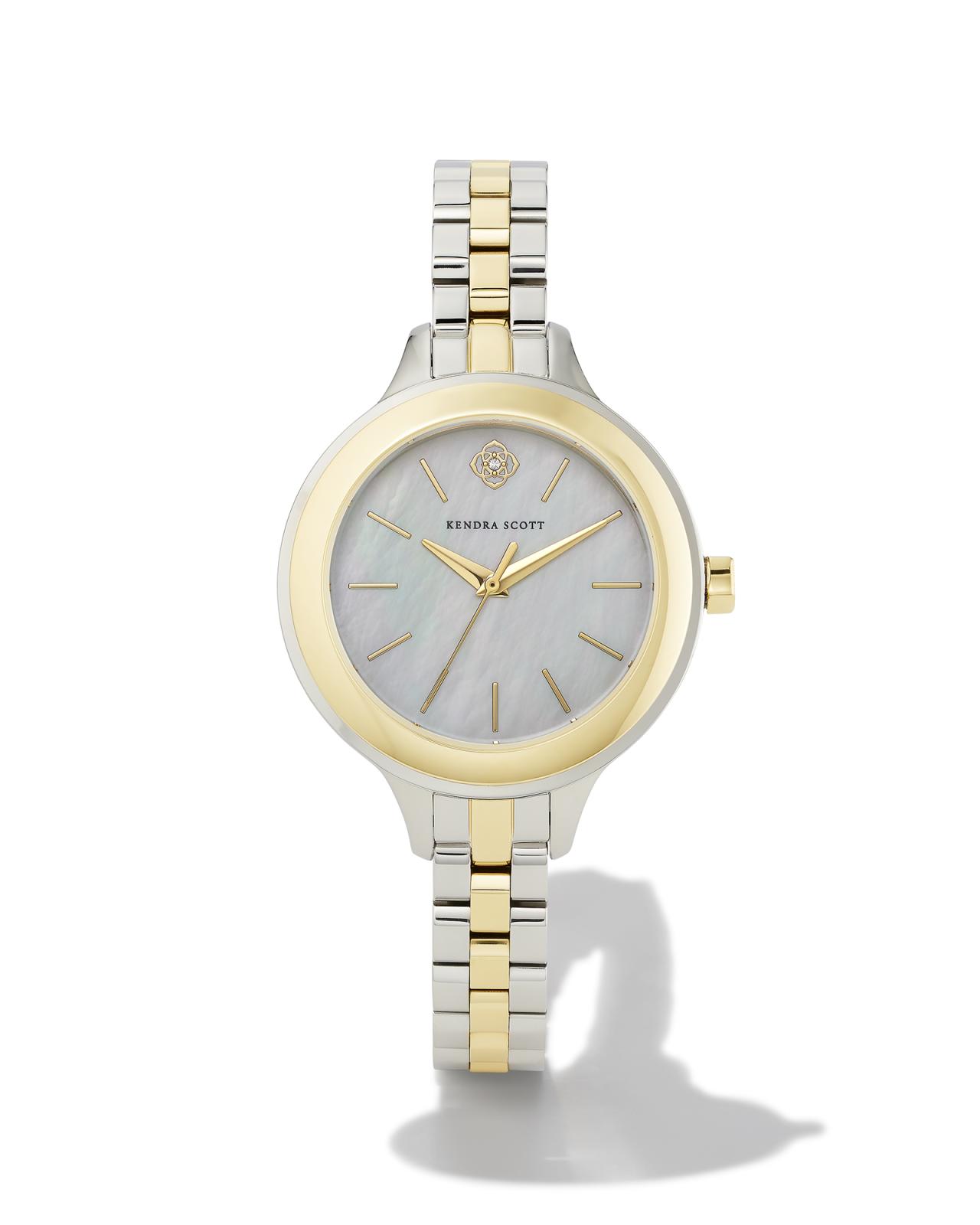 Alex Two Tone Stainless Steel 35mm Narrow Watch in Ivory Mother-of-Pearl image number 0